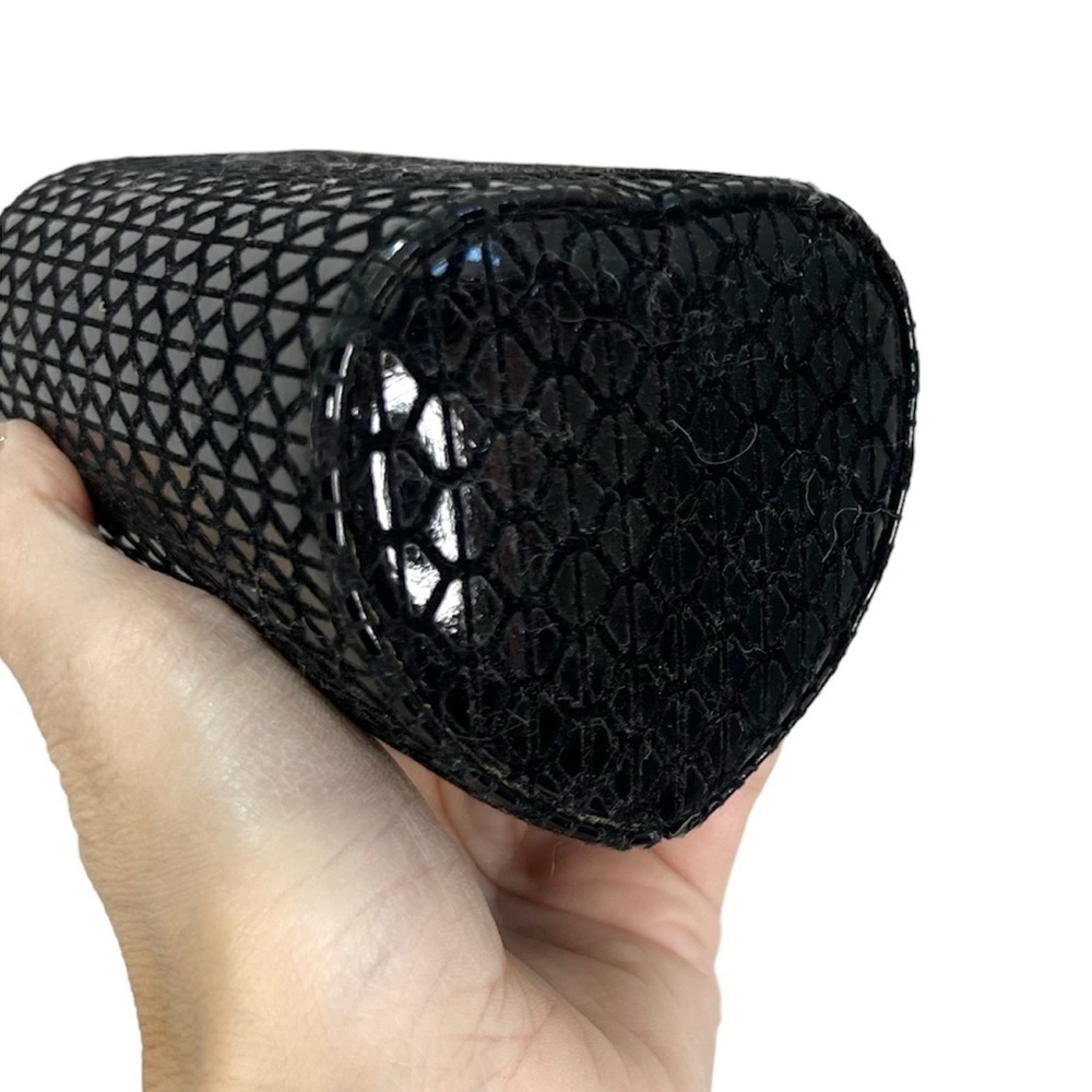 Black velvet sequin heart shaped structured clutch